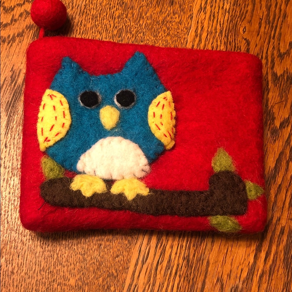 Colorful Felted Wool Bird Pouches Made in Nepal - Set of 2 - Picture 2 of 13